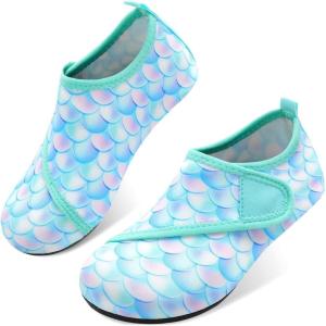 imageJOINFREE Kids Boys and Girls Swim Water Shoes Toddler Quick Dry Aqua Socks Barefoot Skin Shoes for Beach SportsGreen Scale
