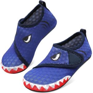 imageJOINFREE Kids Boys and Girls Swim Water Shoes Toddler Quick Dry Aqua Socks Barefoot Skin Shoes for Beach SportsNavy Shark
