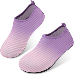 imageJOINFREE Kids Boys and Girls Swim Water Shoes Toddler Quick Dry Aqua Socks Barefoot Skin Shoes for Beach SportsPink Purple