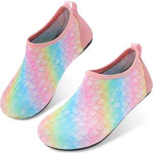 imageJOINFREE Kids Boys and Girls Swim Water Shoes Toddler Quick Dry Aqua Socks Barefoot Skin Shoes for Beach SportsPinkblue Scale