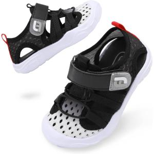 imageJOINFREE Toddler Boys Girls Water Shoes Breathable Qucik Dry Sport Beach Sandals Lightweight Barefoot FlexibleBlack Grey