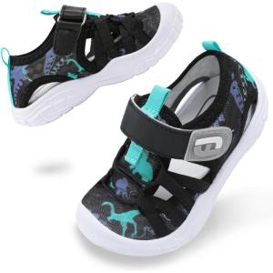 imageJOINFREE Toddler Boys Girls Water Shoes Breathable Qucik Dry Sport Beach Sandals Lightweight Barefoot FlexibleBlackgreen Dinosaur