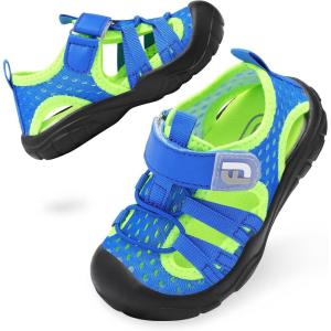 imageJOINFREE Toddler Boys Girls Water Shoes Breathable Qucik Dry Sport Beach Sandals Lightweight Barefoot FlexibleBluegreen