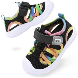 imageJOINFREE Toddler Boys Girls Water Shoes Breathable Qucik Dry Sport Beach Sandals Lightweight Barefoot FlexibleColorful Black