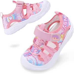 imageJOINFREE Toddler Boys Girls Water Shoes Breathable Qucik Dry Sport Beach Sandals Lightweight Barefoot FlexibleDye Pink