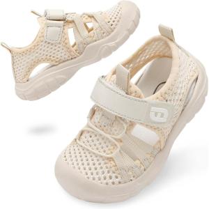 imageJOINFREE Toddler Boys Girls Water Shoes Breathable Qucik Dry Sport Beach Sandals Lightweight Barefoot FlexibleMesh Beige
