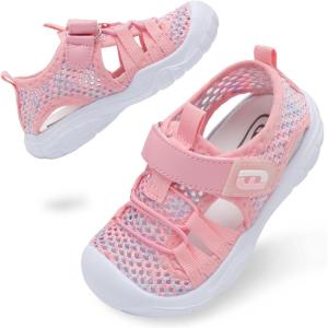 imageJOINFREE Toddler Boys Girls Water Shoes Breathable Qucik Dry Sport Beach Sandals Lightweight Barefoot FlexibleMesh Multipink