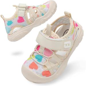 imageJOINFREE Toddler Boys Girls Water Shoes Breathable Qucik Dry Sport Beach Sandals Lightweight Barefoot FlexibleMultiheart