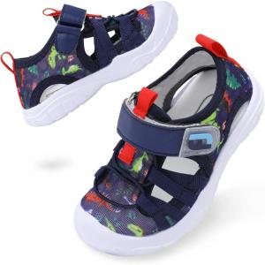 imageJOINFREE Toddler Boys Girls Water Shoes Breathable Qucik Dry Sport Beach Sandals Lightweight Barefoot FlexibleNavyblue Dinosaur
