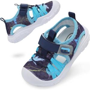 imageJOINFREE Toddler Boys Girls Water Shoes Breathable Qucik Dry Sport Beach Sandals Lightweight Barefoot FlexibleNavysahrk