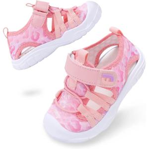 imageJOINFREE Toddler Boys Girls Water Shoes Breathable Qucik Dry Sport Beach Sandals Lightweight Barefoot FlexiblePink Pleopard