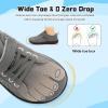 imageJOINFREE Toddler Shoes Boys Girls Wide Barefoot Shoes Little Kids Minimalist Sneakers Zero Drop Casual Walking Shoes Breathable Tennis Shoes Indoor OutdoorStripdarkgrey