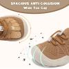 imageJOINFREE Toddler Shoes Boys Girls Wide Barefoot Shoes Slip On Sneakers for Toddler Kids Breathable Walking Shoes Lightweight Outdoor Tennis ShoesBrown