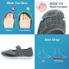 imageJOINFREE Womens Barefoot Walking Shoes Wide Diabetic Shoes Adjustable Mary Jane Shoes Flats Arthritis Edema Casual Shoes Breathable Slip on Sneakers Indoor OutdoorDarkgrey