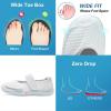 imageJOINFREE Womens Barefoot Walking Shoes Wide Diabetic Shoes Adjustable Mary Jane Shoes Flats Arthritis Edema Casual Shoes Breathable Slip on Sneakers Indoor OutdoorWhite