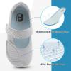 imageJOINFREE Womens Barefoot Walking Shoes Wide Diabetic Shoes Adjustable Mary Jane Shoes Flats Arthritis Edema Casual Shoes Breathable Slip on Sneakers Indoor OutdoorLightgrey