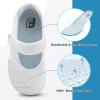 imageJOINFREE Womens Barefoot Walking Shoes Wide Diabetic Shoes Adjustable Mary Jane Shoes Flats Arthritis Edema Casual Shoes Breathable Slip on Sneakers Indoor OutdoorWhite