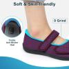 imageJOINFREE Womens Barefoot Walking Shoes Wide Diabetic Shoes Adjustable Mary Jane Shoes Flats Arthritis Edema Casual Shoes Breathable Slip on Sneakers Indoor OutdoorDarkpurple