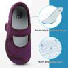 imageJOINFREE Womens Barefoot Walking Shoes Wide Diabetic Shoes Adjustable Mary Jane Shoes Flats Arthritis Edema Casual Shoes Breathable Slip on Sneakers Indoor OutdoorDarkpurple