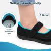 imageJOINFREE Womens Barefoot Walking Shoes Wide Diabetic Shoes Adjustable Mary Jane Shoes Flats Arthritis Edema Casual Shoes Breathable Slip on Sneakers Indoor OutdoorBlack