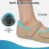 imageJOINFREE Womens Barefoot Walking Shoes Wide Diabetic Shoes Adjustable Mary Jane Shoes Flats Arthritis Edema Casual Shoes Breathable Slip on Sneakers Indoor OutdoorKhaki