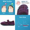 imageJOINFREE Womens Barefoot Walking Shoes Wide Diabetic Shoes Adjustable Mary Jane Shoes Flats Arthritis Edema Casual Shoes Breathable Slip on Sneakers Indoor OutdoorDarkpurple