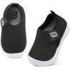 imageJOINFREE Toddler Boys Girls Barefoot Shoes Breathable Kids Sneakers Lightweight Walking Shoes Slip On Tennie Shoes Protect Toes School ShoesBlack