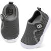 imageJOINFREE Toddler Boys Girls Barefoot Shoes Breathable Kids Sneakers Lightweight Walking Shoes Slip On Tennie Shoes Protect Toes School ShoesDarkgrey