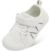 imageJOINFREE Toddler Shoes Boys Girls Wide Barefoot Shoes Little Kids Minimalist Sneakers Zero Drop Casual Walking Shoes Breathable Tennis Shoes Indoor OutdoorWhite