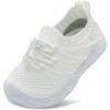 imageJOINFREE Toddler Shoes Boys Girls Wide Barefoot Shoes Slip On Sneakers for Toddler Kids Breathable Walking Shoes Lightweight Outdoor Tennis ShoesWhite