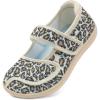 imageJOINFREE Womens Barefoot Walking Shoes Wide Diabetic Shoes Adjustable Mary Jane Shoes Flats Arthritis Edema Casual Shoes Breathable Slip on Sneakers Indoor OutdoorLeopard