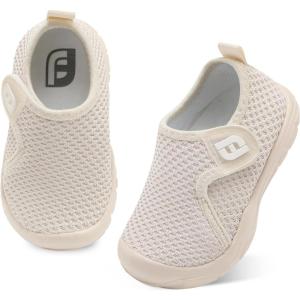 imageJOINFREE Toddler Boys Girls Barefoot Shoes Breathable Kids Sneakers Lightweight Walking Shoes Slip On Tennie Shoes Protect Toes School ShoesBeige