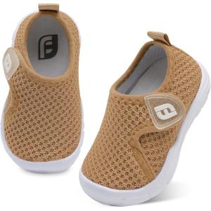 imageJOINFREE Toddler Boys Girls Barefoot Shoes Breathable Kids Sneakers Lightweight Walking Shoes Slip On Tennie Shoes Protect Toes School ShoesBrown
