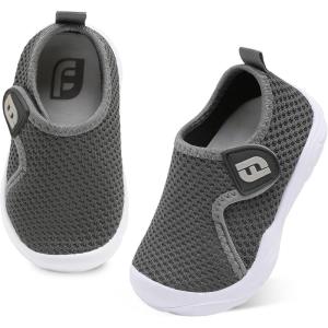 imageJOINFREE Toddler Boys Girls Barefoot Shoes Breathable Kids Sneakers Lightweight Walking Shoes Slip On Tennie Shoes Protect Toes School ShoesDarkgrey