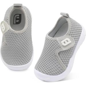imageJOINFREE Toddler Boys Girls Barefoot Shoes Breathable Kids Sneakers Lightweight Walking Shoes Slip On Tennie Shoes Protect Toes School ShoesLightgrey