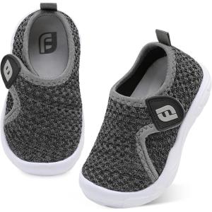 imageJOINFREE Toddler Boys Girls Barefoot Shoes Breathable Kids Sneakers Lightweight Walking Shoes Slip On Tennie Shoes Protect Toes School ShoesLightgreyblack