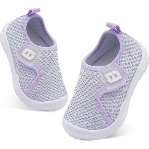 imageJOINFREE Toddler Boys Girls Barefoot Shoes Breathable Kids Sneakers Lightweight Walking Shoes Slip On Tennie Shoes Protect Toes School ShoesPurple