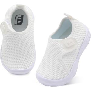 imageJOINFREE Toddler Boys Girls Barefoot Shoes Breathable Kids Sneakers Lightweight Walking Shoes Slip On Tennie Shoes Protect Toes School ShoesWhite