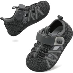 imageJOINFREE Toddler Sandals Boys Girls Breathable Closed Toe Water Beach Sandals Kids Wide Barefoot Summer Water Shoes Baby Walking SneakersBlackgrey