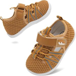 imageJOINFREE Toddler Sandals Boys Girls Breathable Closed Toe Water Beach Sandals Kids Wide Barefoot Summer Water Shoes Baby Walking SneakersBrown