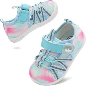 imageJOINFREE Toddler Sandals Boys Girls Breathable Closed Toe Water Beach Sandals Kids Wide Barefoot Summer Water Shoes Baby Walking SneakersDyepinkblue