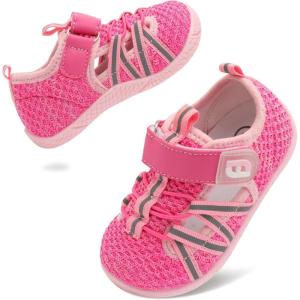 imageJOINFREE Toddler Sandals Boys Girls Breathable Closed Toe Water Beach Sandals Kids Wide Barefoot Summer Water Shoes Baby Walking SneakersRosered
