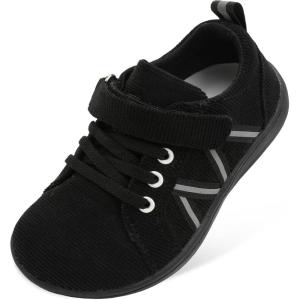 imageJOINFREE Toddler Shoes Boys Girls Wide Barefoot Shoes Little Kids Minimalist Sneakers Zero Drop Casual Walking Shoes Breathable Tennis Shoes Indoor OutdoorStripbalck