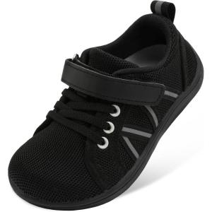 imageJOINFREE Toddler Shoes Boys Girls Wide Barefoot Shoes Little Kids Minimalist Sneakers Zero Drop Casual Walking Shoes Breathable Tennis Shoes Indoor OutdoorBlack