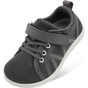 imageJOINFREE Toddler Shoes Boys Girls Wide Barefoot Shoes Little Kids Minimalist Sneakers Zero Drop Casual Walking Shoes Breathable Tennis Shoes Indoor OutdoorDarkgrey