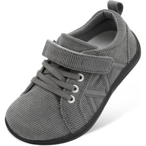 imageJOINFREE Toddler Shoes Boys Girls Wide Barefoot Shoes Little Kids Minimalist Sneakers Zero Drop Casual Walking Shoes Breathable Tennis Shoes Indoor OutdoorStripdarkgrey
