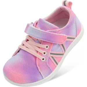 imageJOINFREE Toddler Shoes Boys Girls Wide Barefoot Shoes Little Kids Minimalist Sneakers Zero Drop Casual Walking Shoes Breathable Tennis Shoes Indoor OutdoorStripdyepink