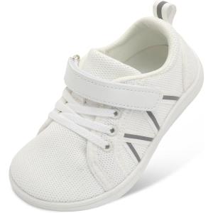 imageJOINFREE Toddler Shoes Boys Girls Wide Barefoot Shoes Little Kids Minimalist Sneakers Zero Drop Casual Walking Shoes Breathable Tennis Shoes Indoor OutdoorWhite