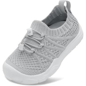 imageJOINFREE Toddler Shoes Boys Girls Wide Barefoot Shoes Slip On Sneakers for Toddler Kids Breathable Walking Shoes Lightweight Outdoor Tennis ShoesGrey
