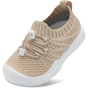 imageJOINFREE Toddler Shoes Boys Girls Wide Barefoot Shoes Slip On Sneakers for Toddler Kids Breathable Walking Shoes Lightweight Outdoor Tennis ShoesKhaki